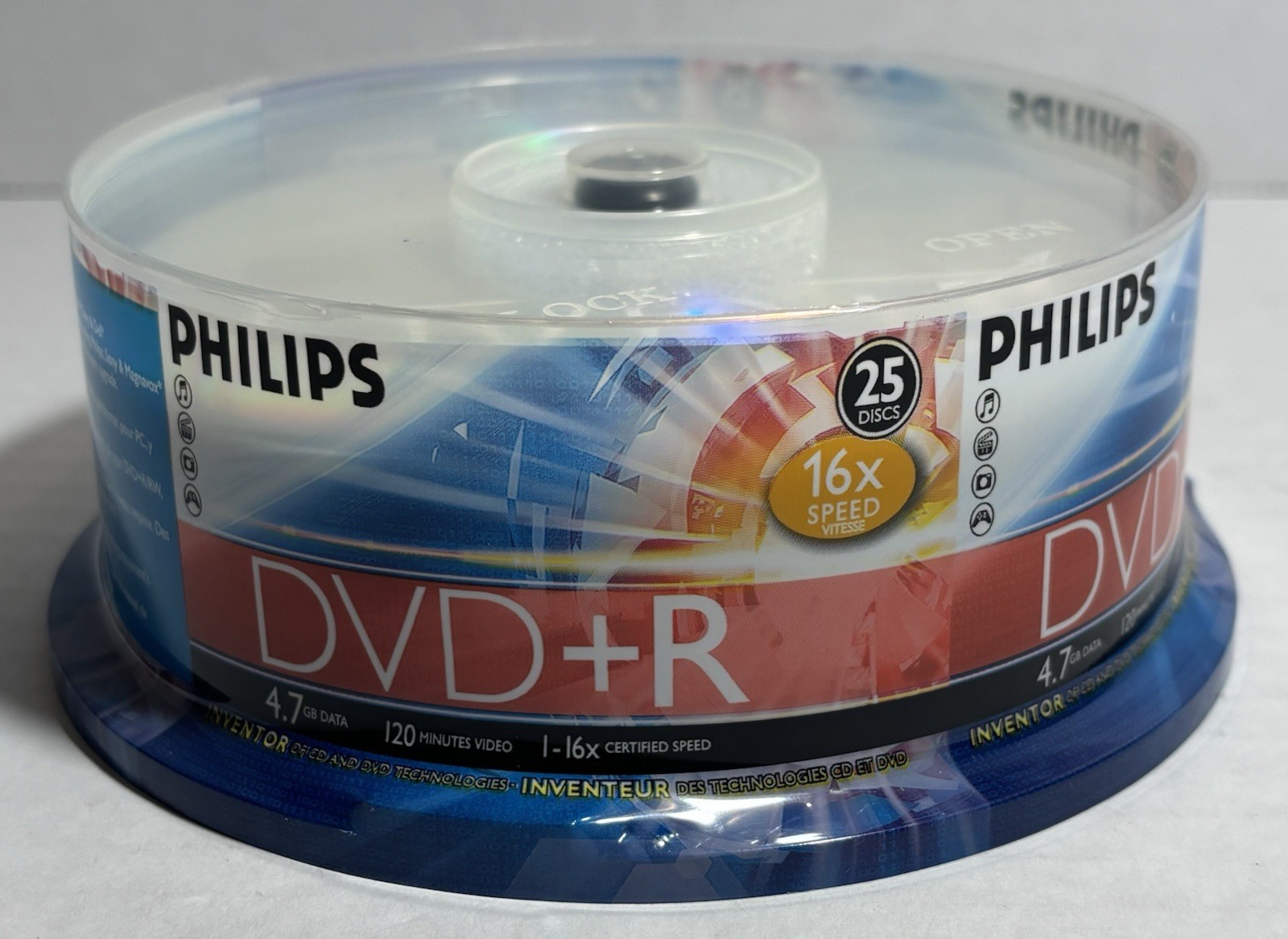 BRAND NEW Philips 25 Pack DVD+R 4.7GB 120min 16x Speed Blank Spindle Pack SEALED