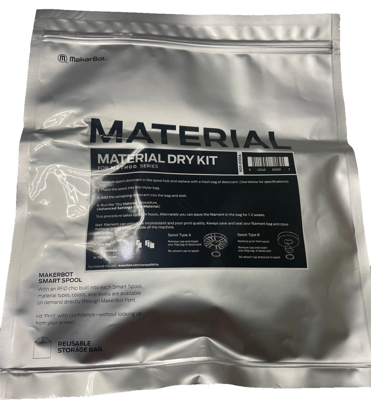 FILAMENT MATERIAL DRY MakerBot Method Series KIT Model 900-0101A Spool Type A&B