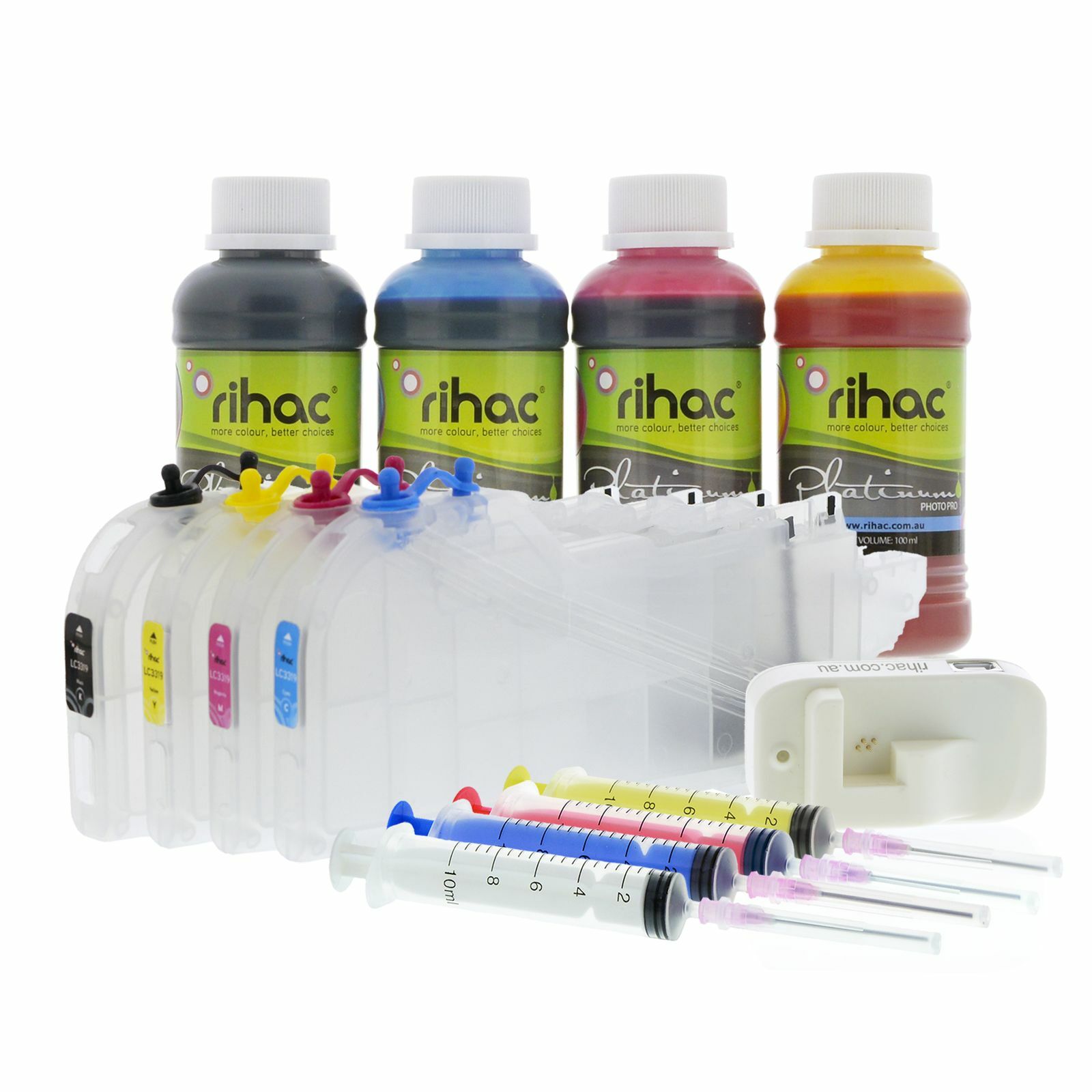 Rihac LC-3317XL LC-3319XL Refillable Ink Cartridge Kit for Brother MFC-J5330DW 