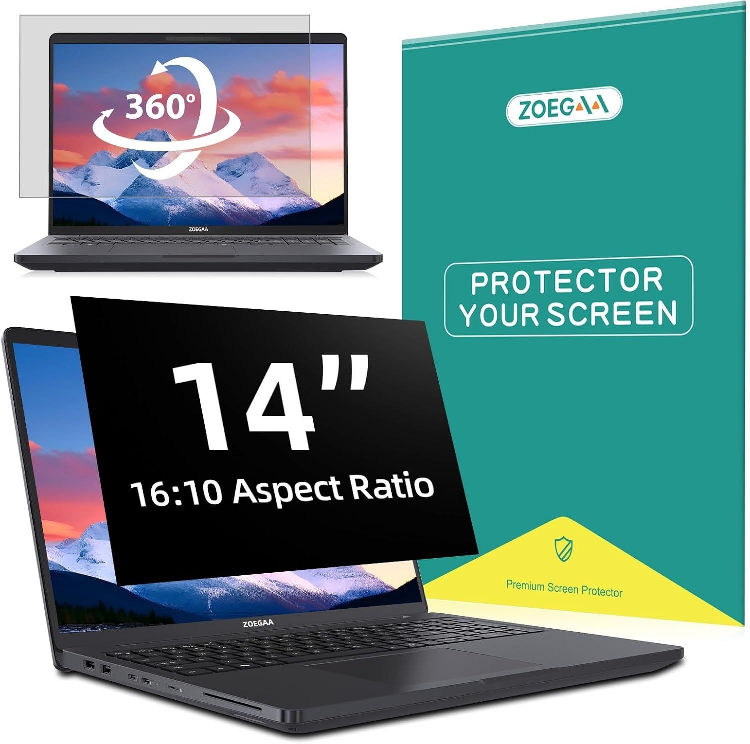 4-way 360° Laptop Privacy Screen 14 inch 16:10 Aspect Ratio