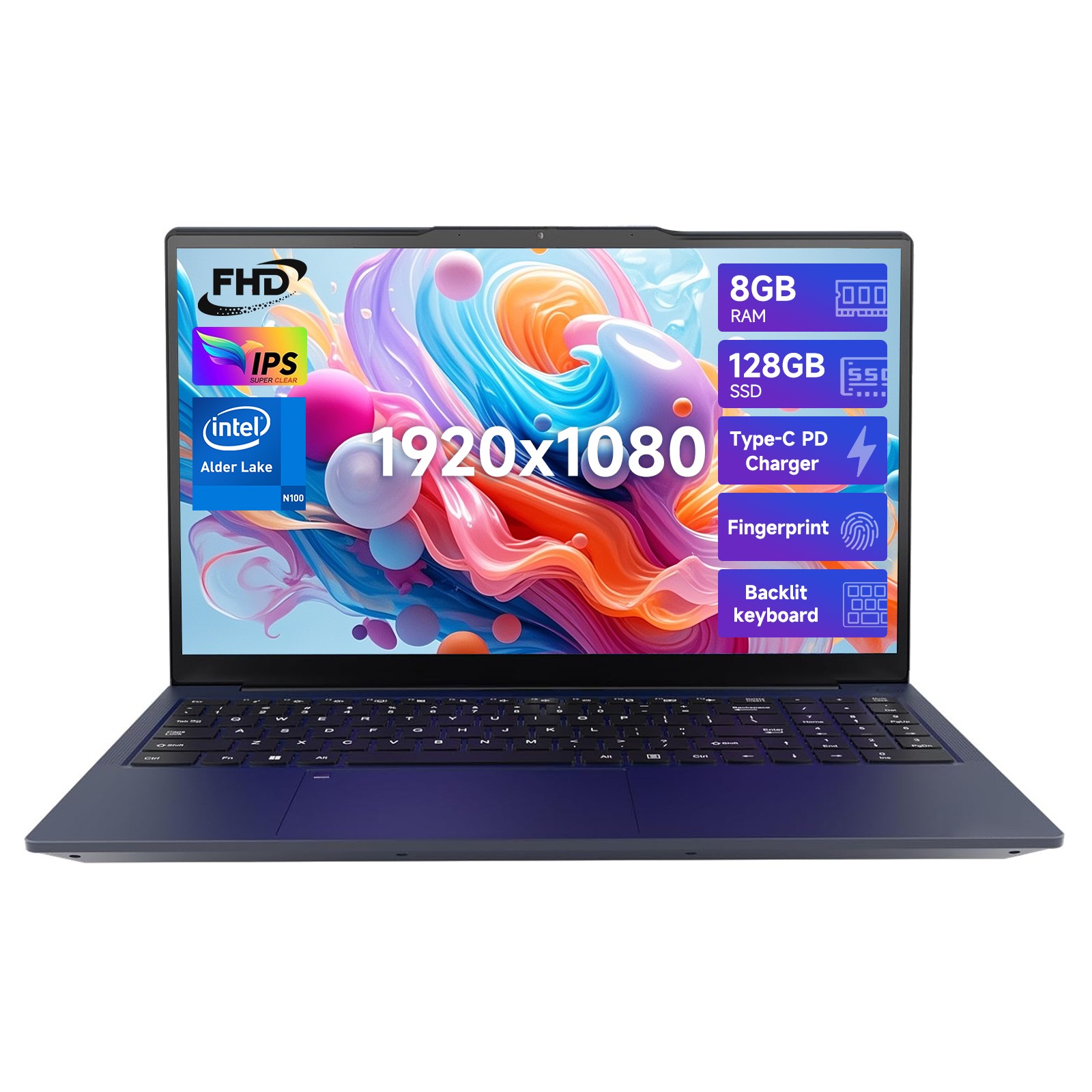 NIMO15.6" Laptop Intel Pentium Quad Core N100 8GB Memory 128GB SSD Fingerprint
