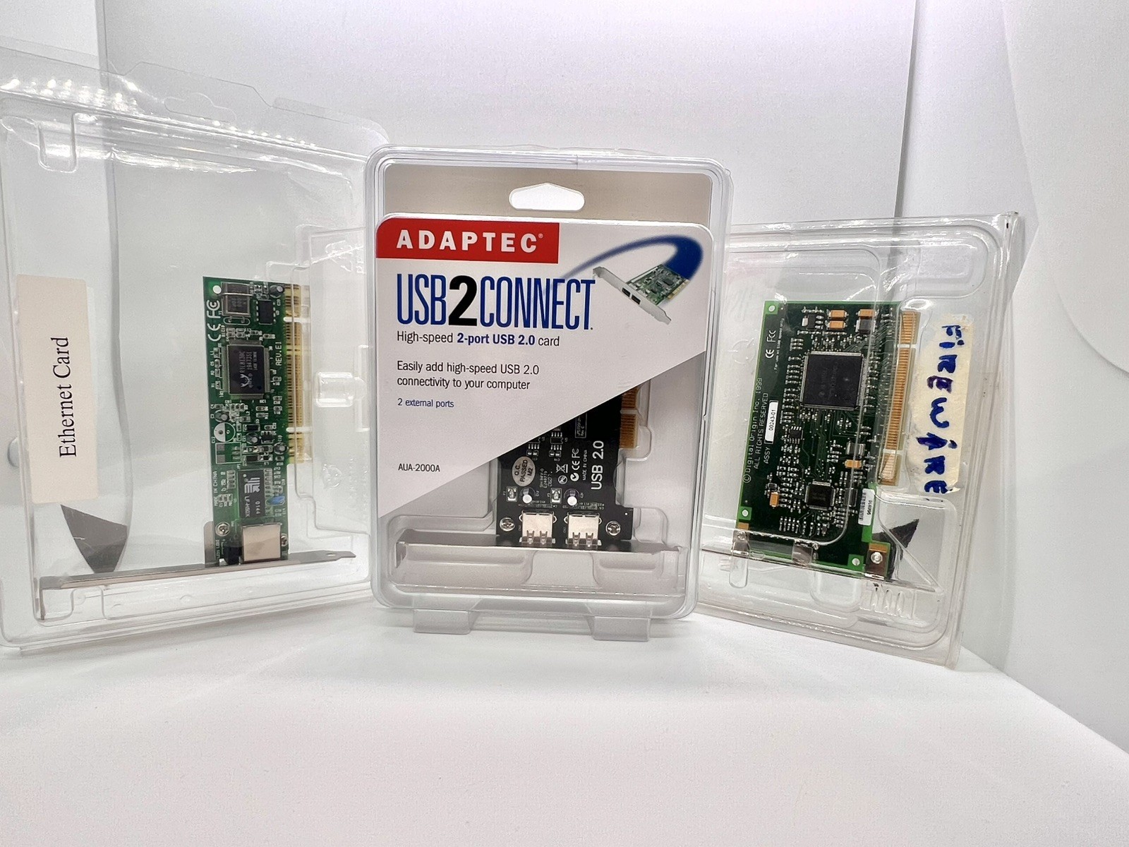 USB 2.0 PCI Card Adaptec, Firewire & Ethernet PCI Card. 3 Pack Combo Lot - NEW