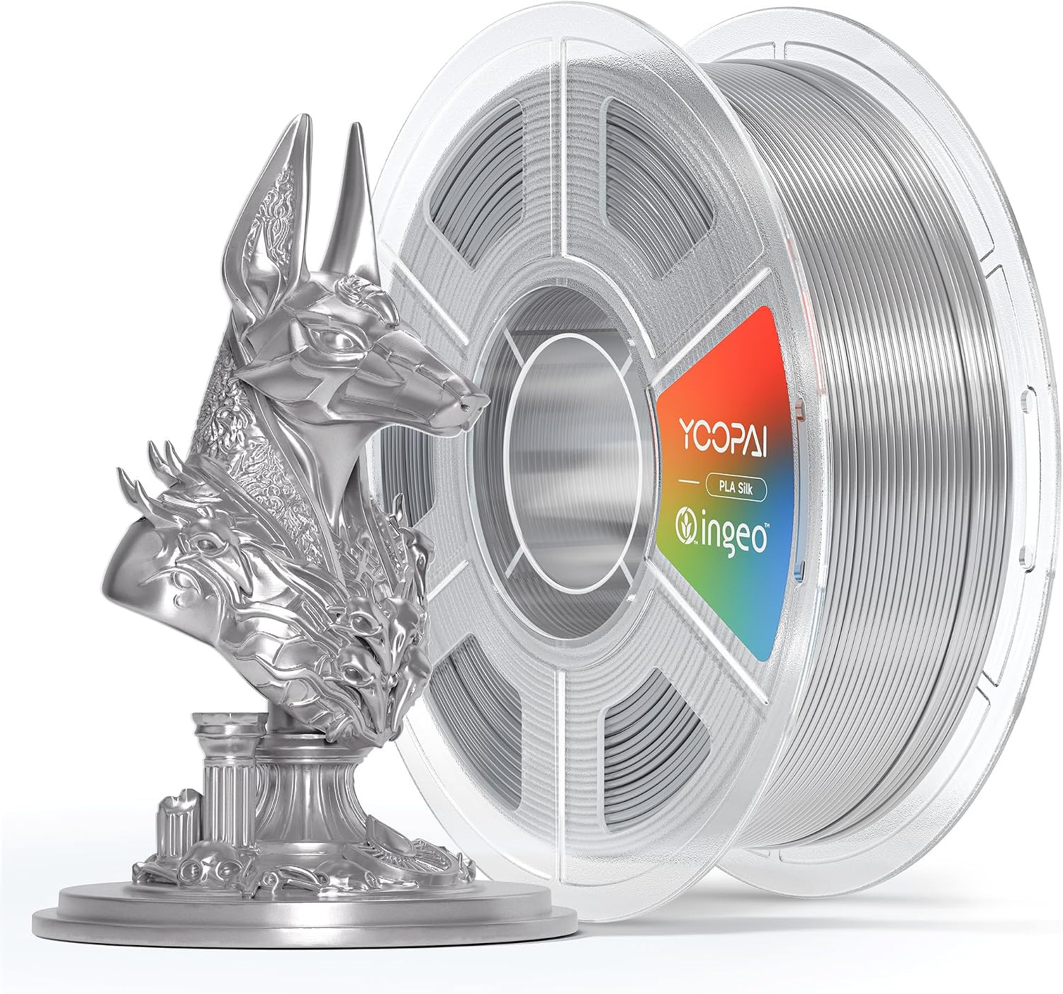 Silver Silk PLA Filament 1.75Mm, Luxury Chrome-Like Mirror Shine, Premium Silk S