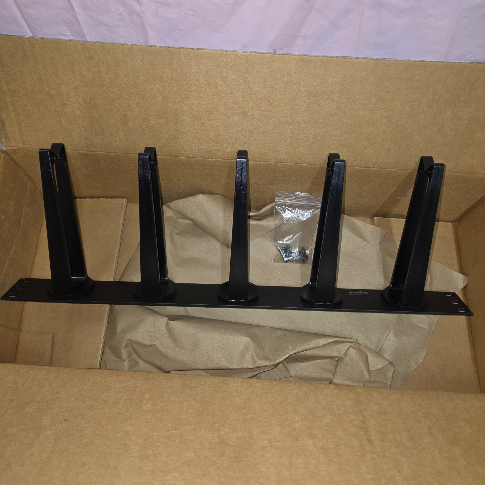 Legrand 14595 1U Horizontal Cable Management Panel 5 D-Rings 19" Rack Mount