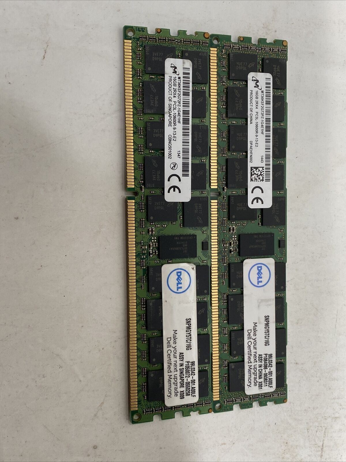 Lot Of 2-16GB 2Rx4 Dell Original Memory SNPMGY5TC/16G For Dell PowerEdge & Works