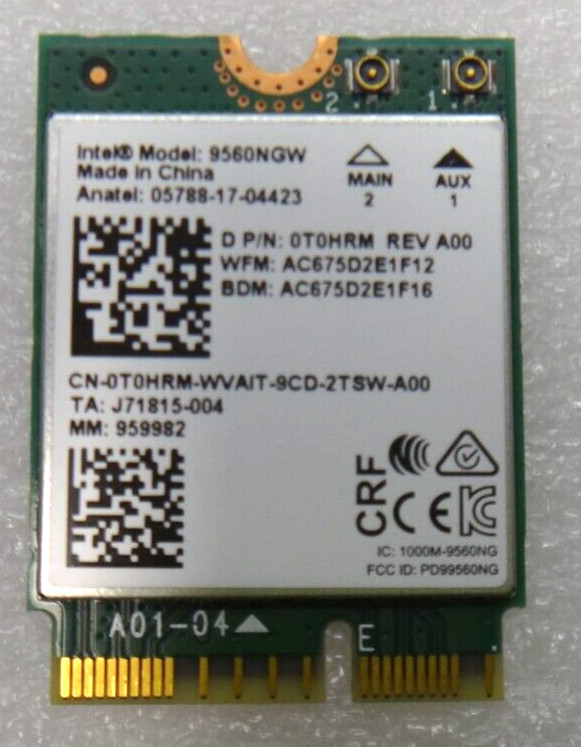 Genuine   Intel 9560NGW Dual Band Wireless-AC Bluethooth 5.1 WIFI Card 0T0HRM