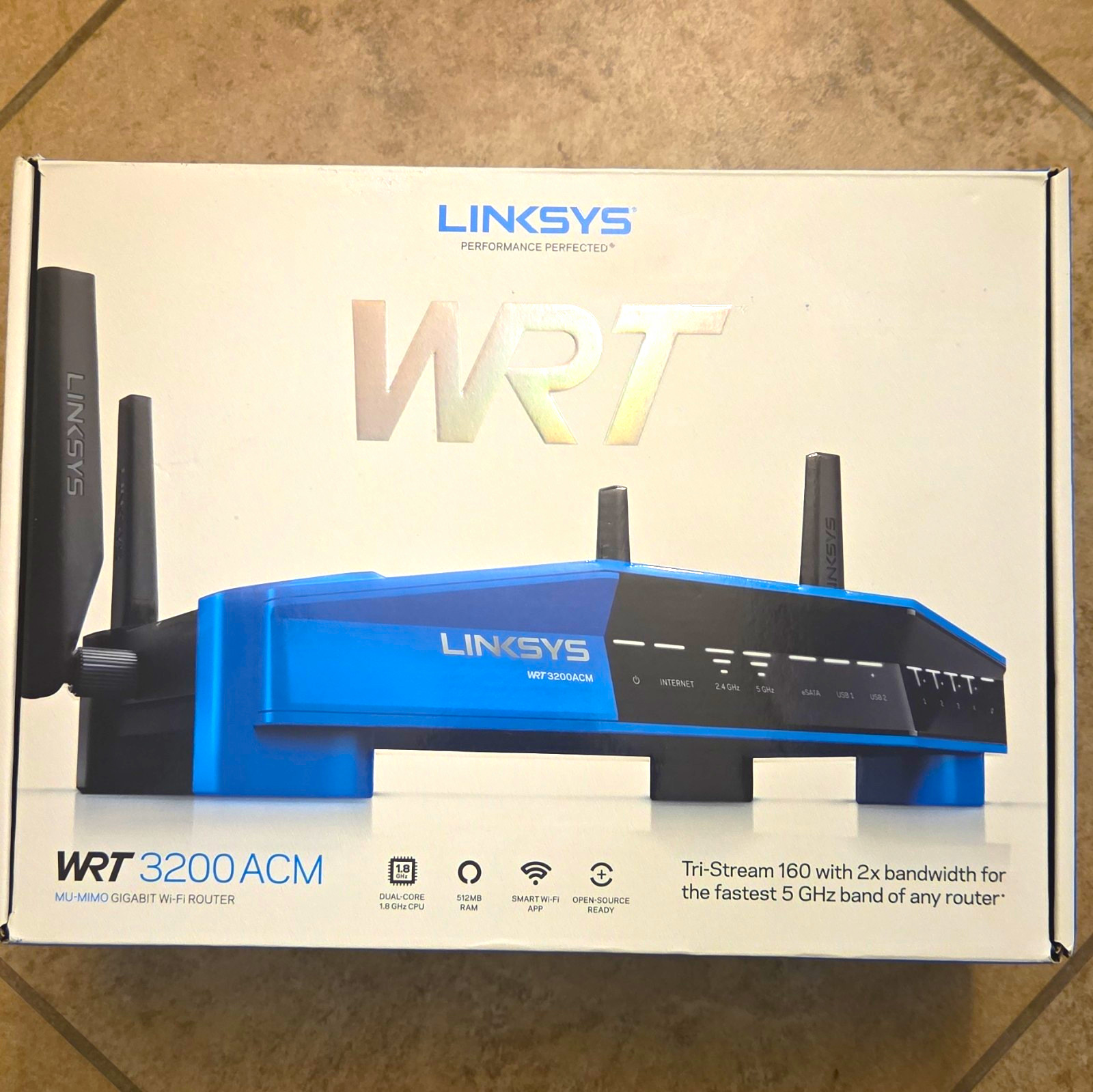 Linksys WRT3200ACM MU-MIMO WiFi Router 3.2Gbps Gigabit 4-Port Blu/Blk w/cables