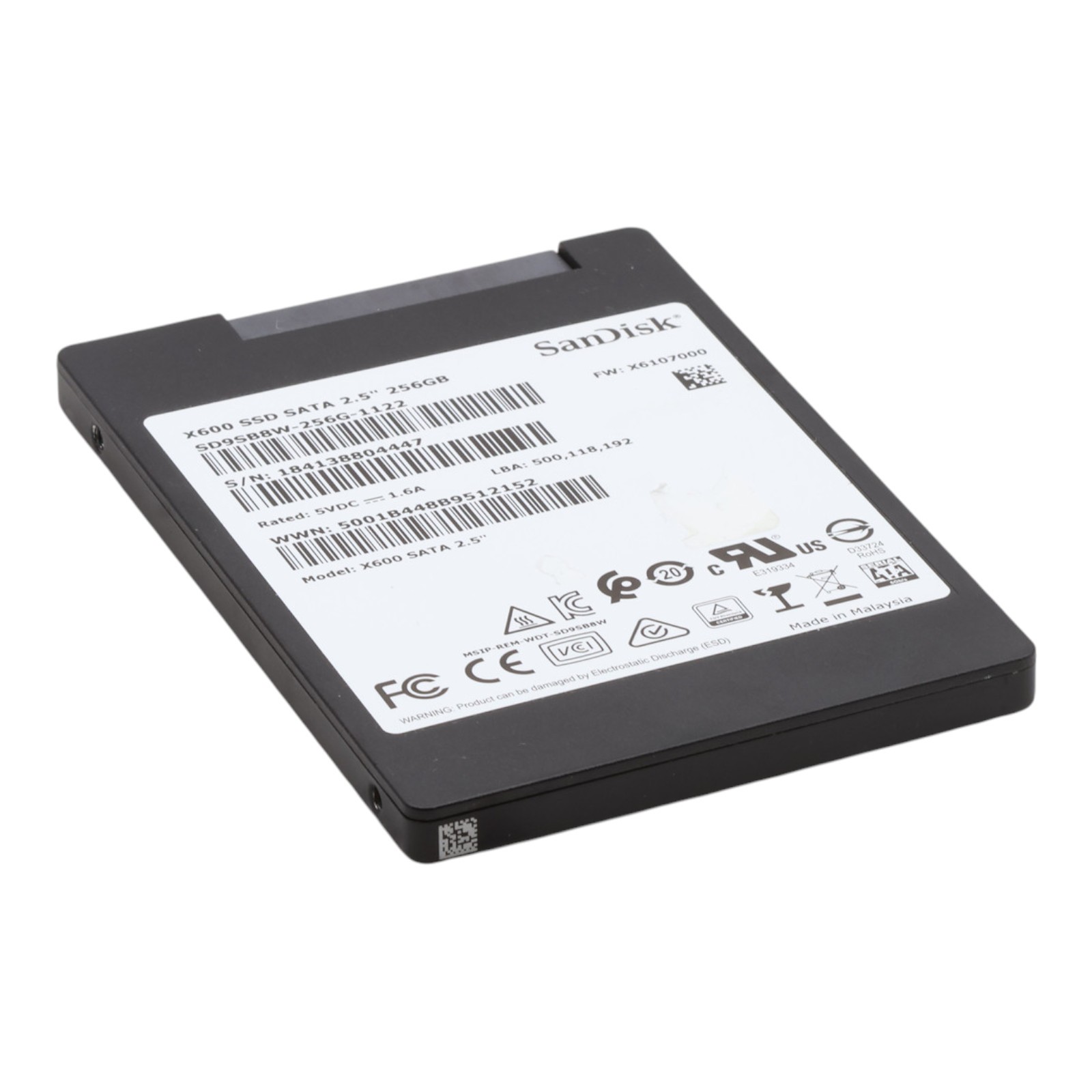 SanDisk 256GB 2.5" SATA 6Gb/s SSD SanDisk X600 SD9SB8W-256G-1122 3D TLC SSD