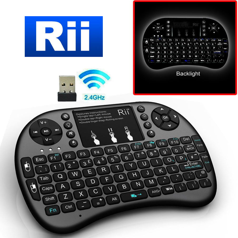 NEW Rii i8+ 2.4GHz Mini Wireless Backlit Keyboard w/ Mouse PC Smart TV 