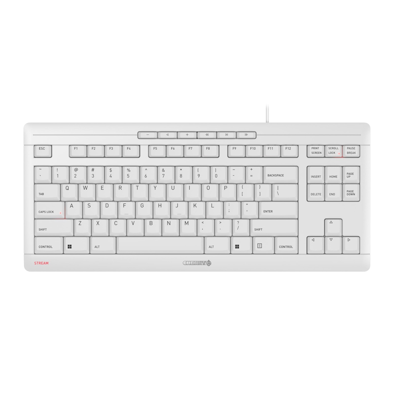 Compact White Cherry Stream Keyboard Tkl Ergonomic Silent Multimedia Keys