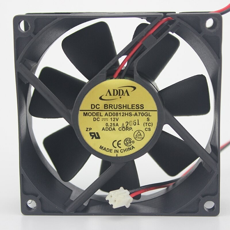 1 Pc. AD0812HS-A70GL 8025 DC12V 0.25A8CM Chassis / Power Cooling Fan