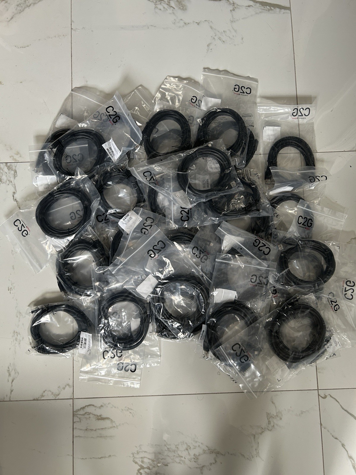 (LOT of 65) C2G 10ft - USB Type C to Type A  3.0 M/M Cable Black