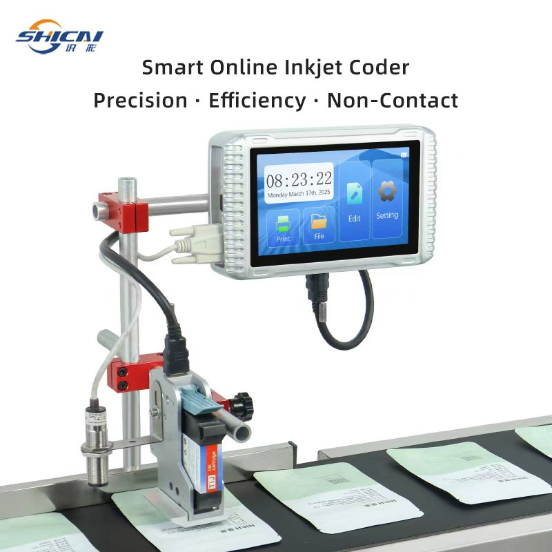 Auto Inline Inkjet Coder Without Conveyor for Buyer Existing Conveyor Line Use