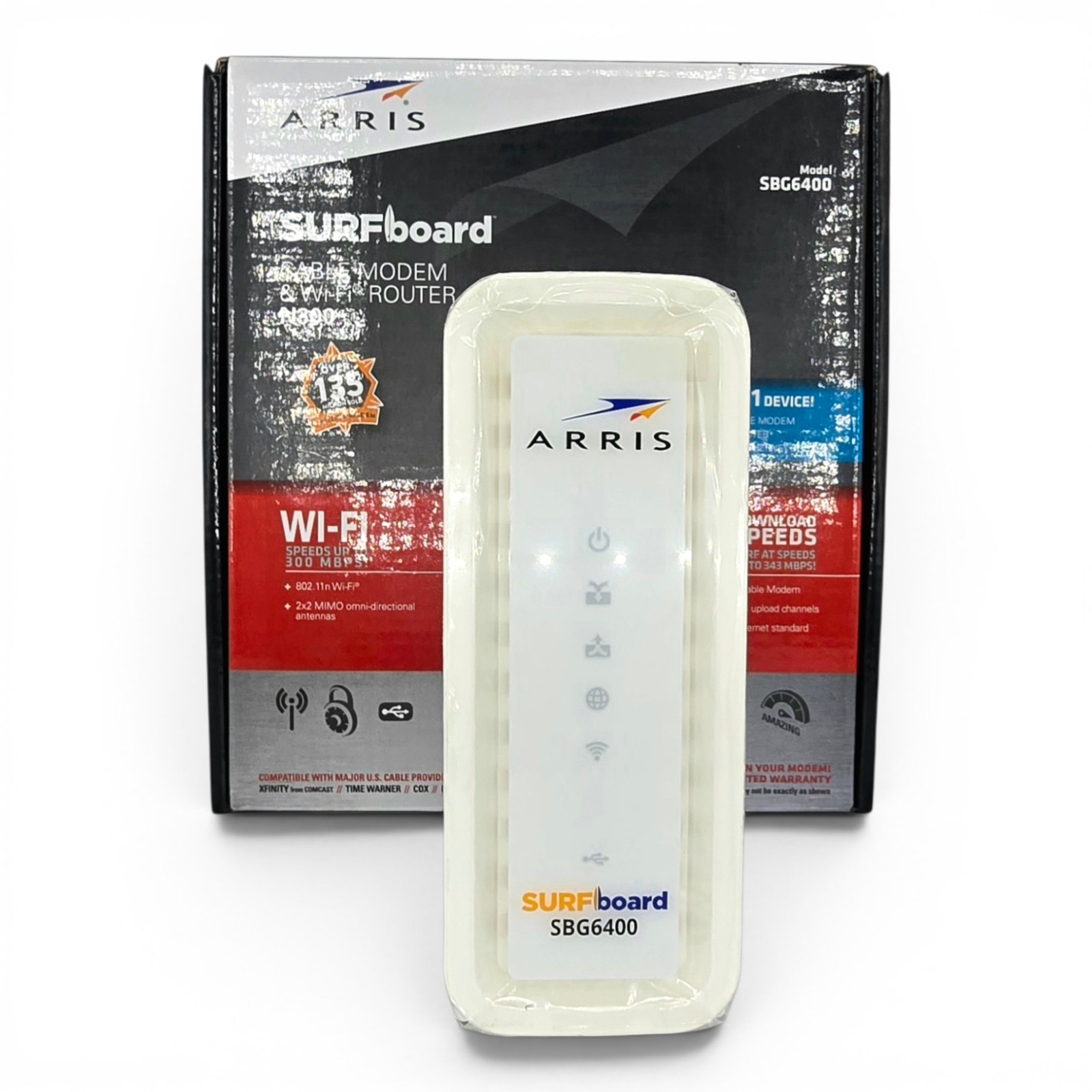 ARRIS SURFboard SBG6400 DOCSIS 3.0 Cable Modem | N300 WiFi Router | 2-Port Gig |