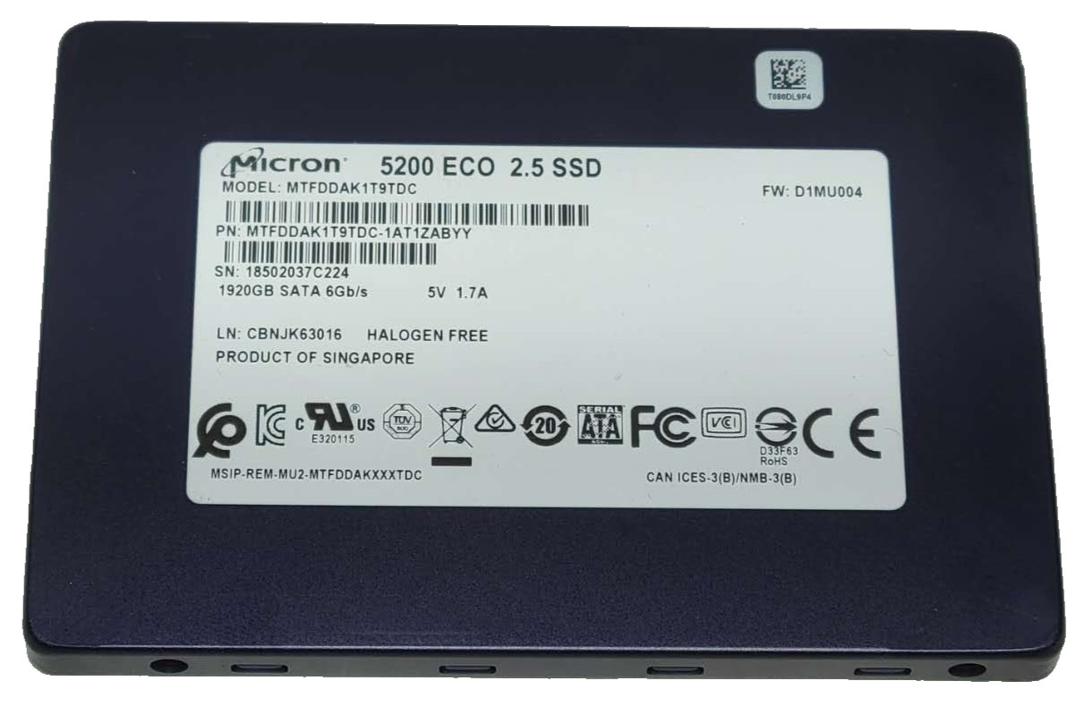 Micron 5200 ECO 1.92TB 2.5" SATA SSD SOLID STATE MTFDDAK1T9TDC 100% HEALTH