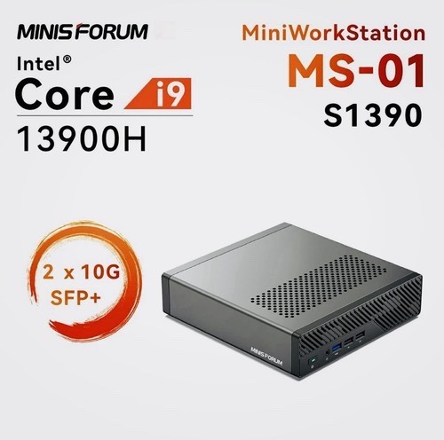 MINISFORUM MS-01 Mini PC Workstation - i9-13900H, 32GB DDR5 RAM, 500GB SSD