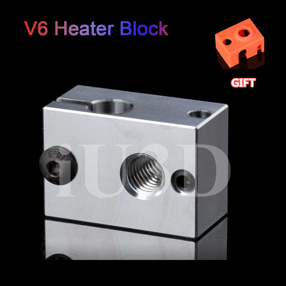 iU3D V6 Heater Block with Silicone Sock for e3d V6 Hotend,Prusa i3 MK3/MK3S