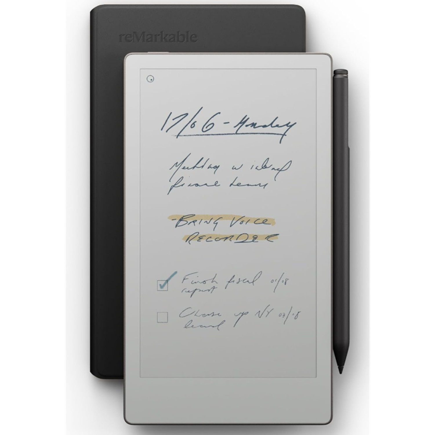 reMarkable Paper Pro Move with Marker Plus and Black Leather Book Folio