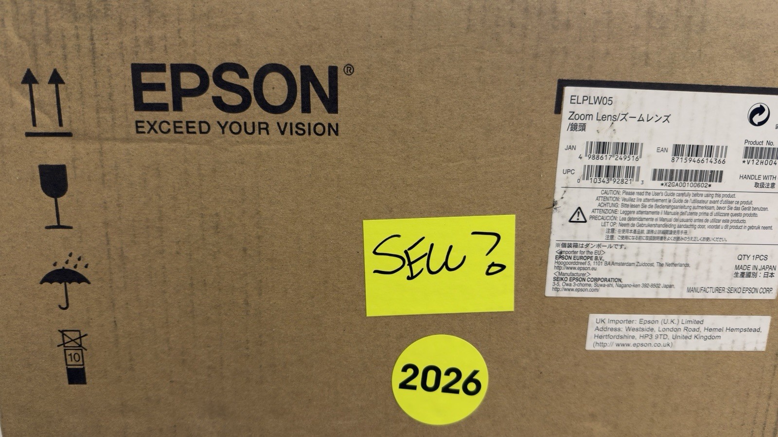 EPSON ELPLW05 New never installed in a proj. Opened 1 of the 5 just for pictures
