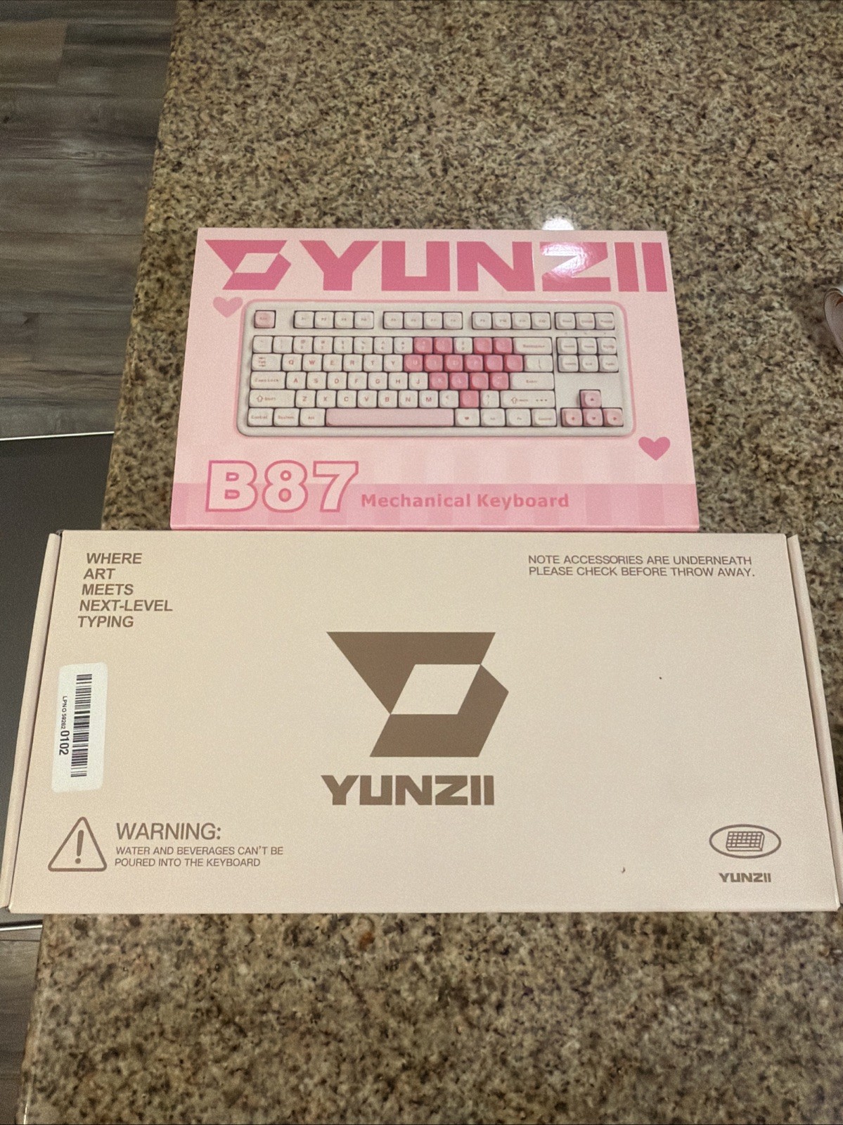 YUNZII B87 Wireless Mechanical Keyboard - White Heart, Cocoa V2