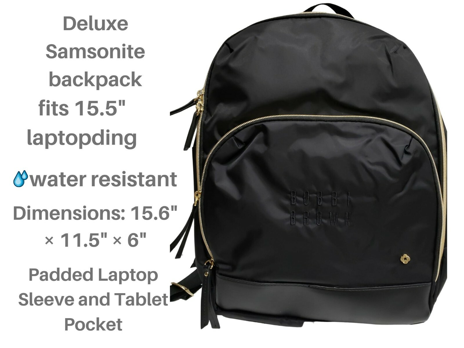 Samsonite Mobile Solution Deluxe black 15" laptop slim water resistant Backpack 