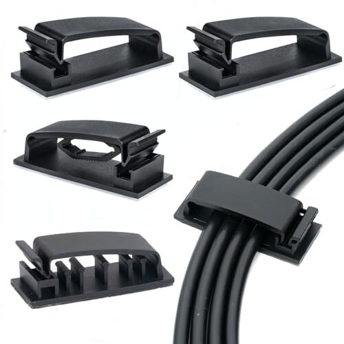 Cable Clips 50PCS, Self Adhesive Cable Management Clips, Cord Mix-50Pack Black