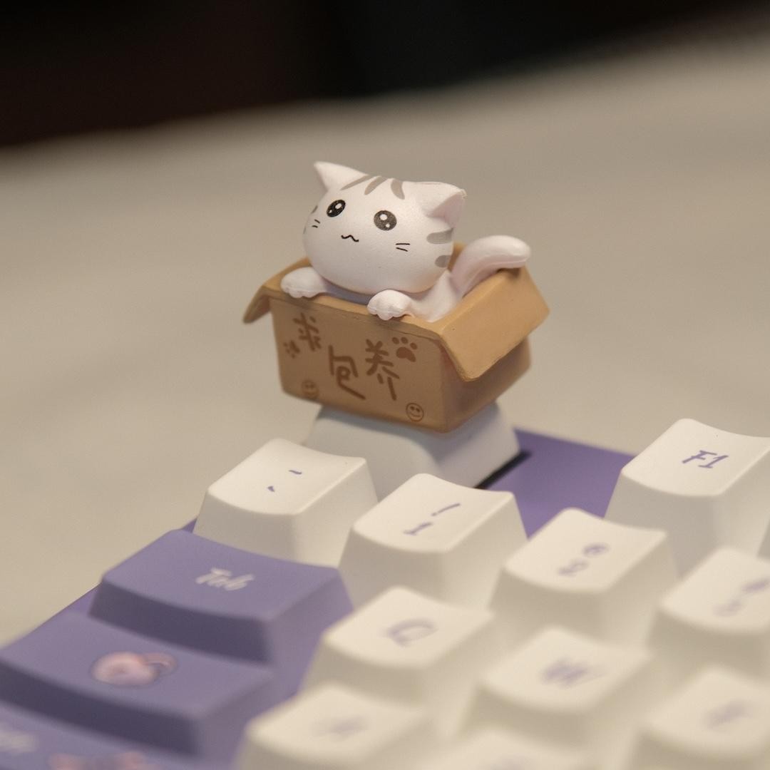 Cute Cat Keycap Cherry MX Switches Mechanical Keyboard OEM R4 Novelty Desk