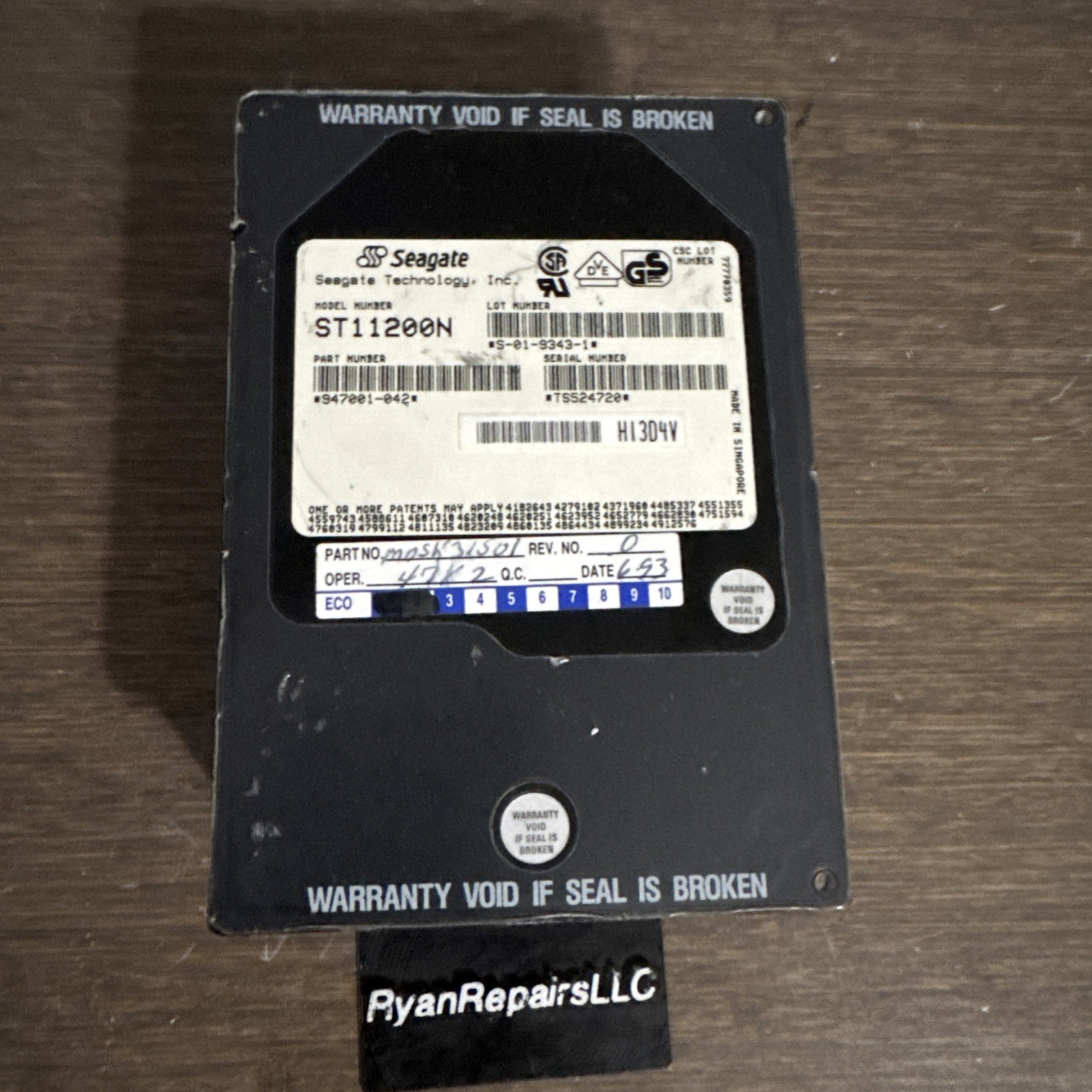Seagate ST11200N SCSI 50-PIN 3.5'' Inch Full Height Vintage HDD UNTESTED