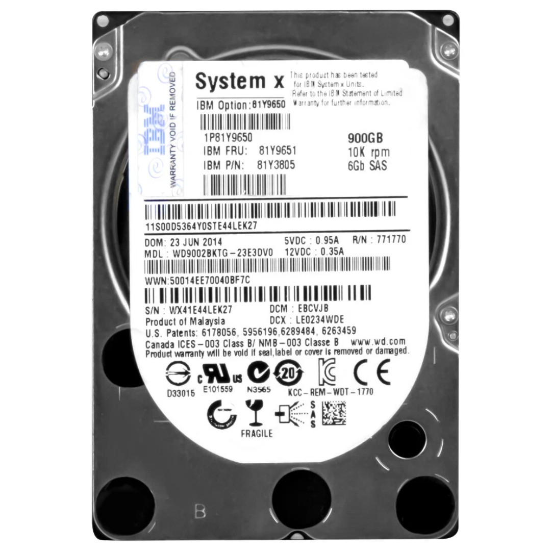 IBM 81Y9650 900GB 10K 6Gb/s SFF 2.5" SAS Enterprise HDD 81Y9651