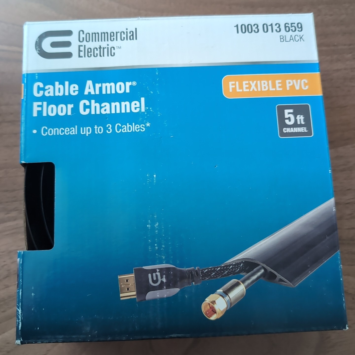 Commercial Electric 5ft Cable Armor Floor Channel Flexible PVC Black 1003013659