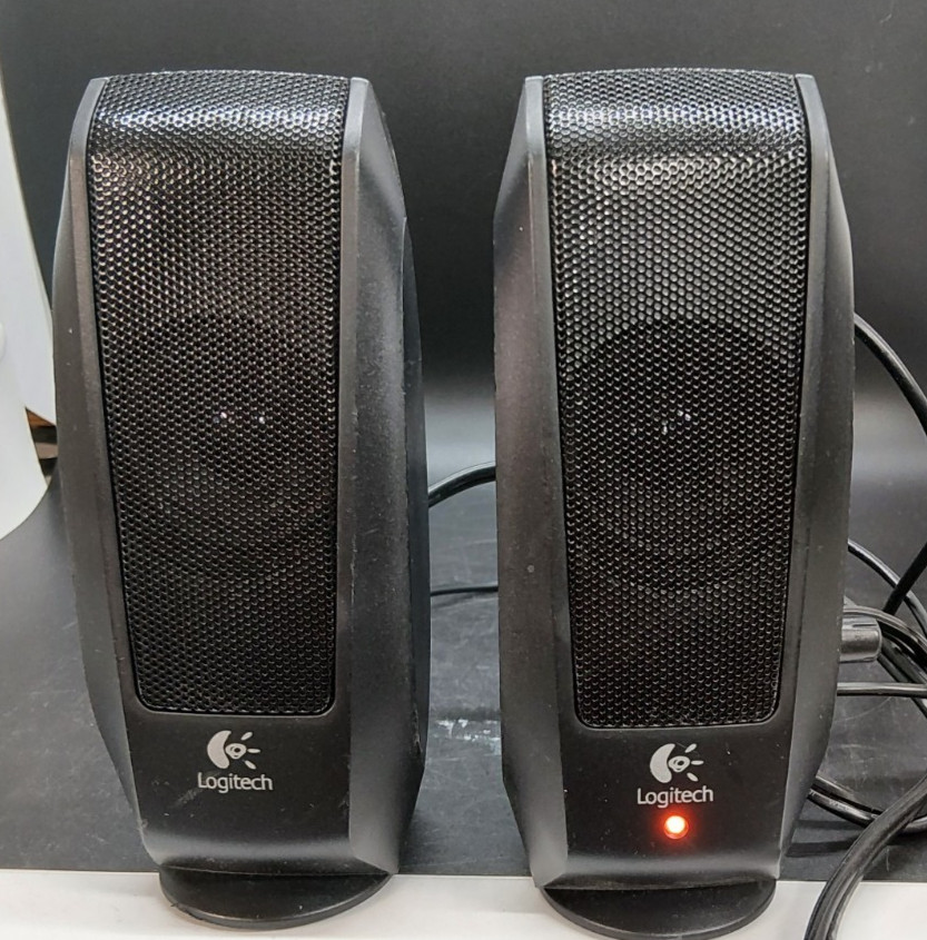 Logitech S120 S-120 Desktop Computer Speakers 2.0 AUX PC Mac Black Tested