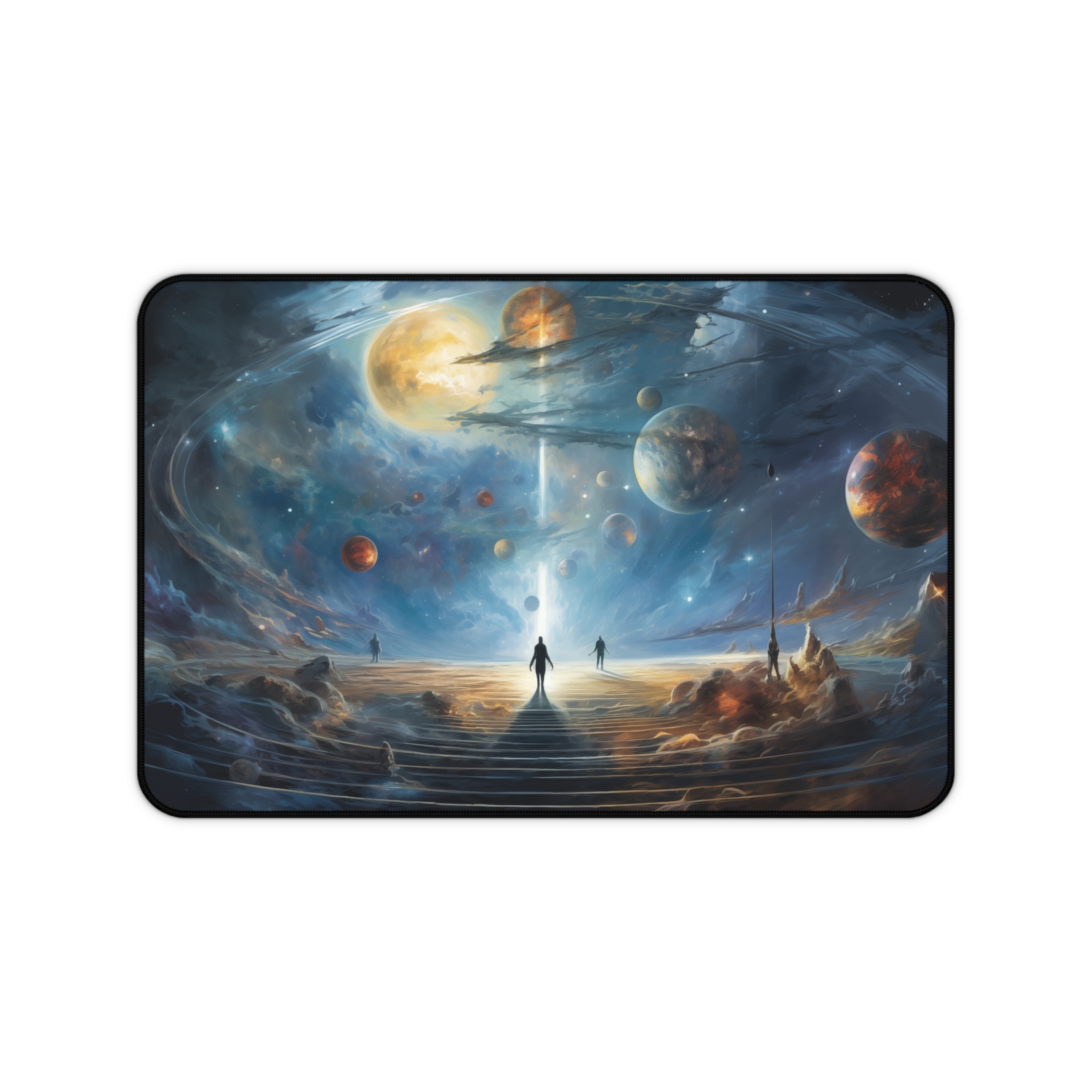 Fantasy Deskmat Aesthetic Mystic Mouse Pad, Realistic Image, Blue Galaxy Design