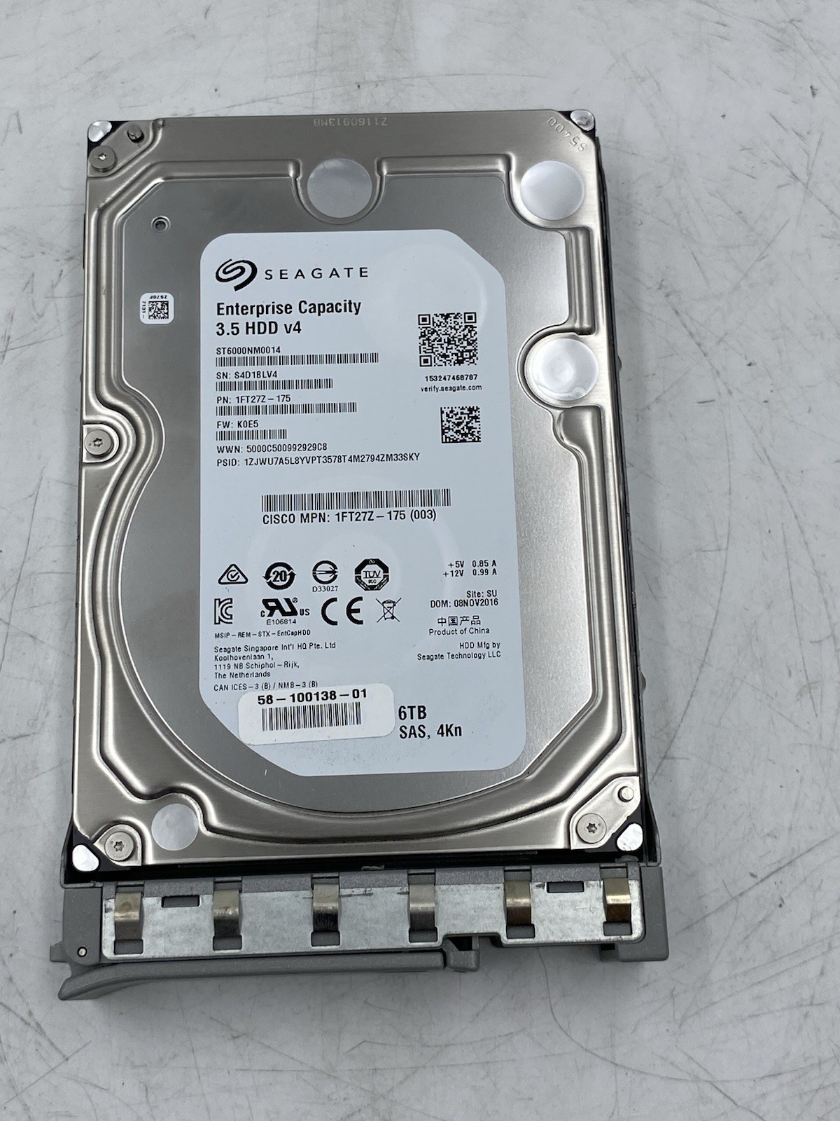 Seagate ST6000NM0014 6TB 12Gb/s SAS 7.2K 3.5" HDD Cisco 58-100138-01