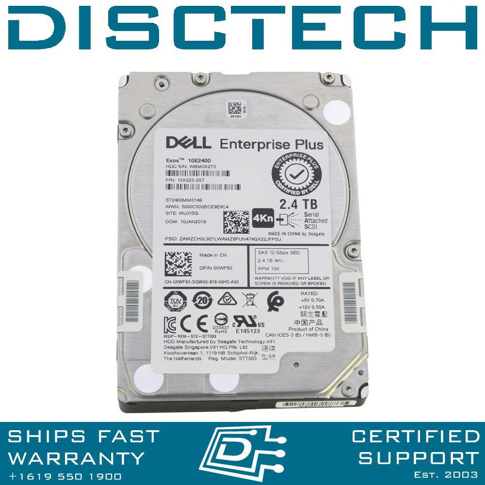 Dell XWF6X 2.4TB 10K SAS 12Gbps 4Kn SED FIPS 140-2 Hard Drive HDD ST2400MM0149