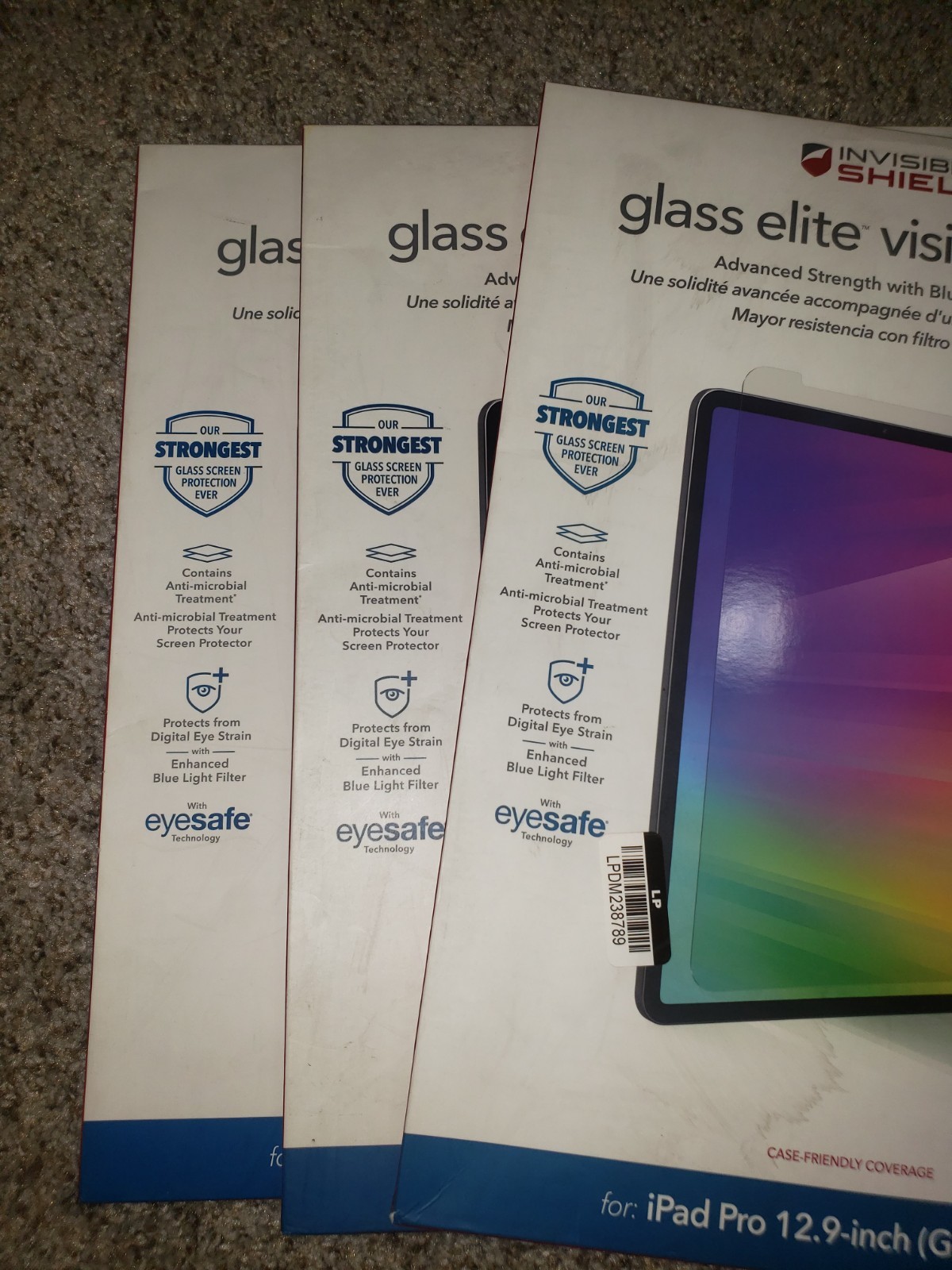 (3for1) ZAGG InvisibleShield Glass Elite VisionGuard+ Apple iPad 12.9" Gen 3,4,5