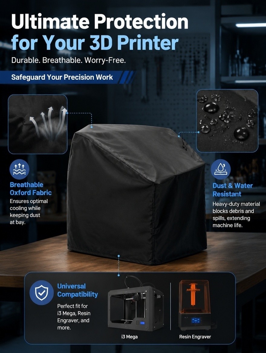 Black Oxford Cloth 3D Printer Enclosure Protective Cover for Resin Printers