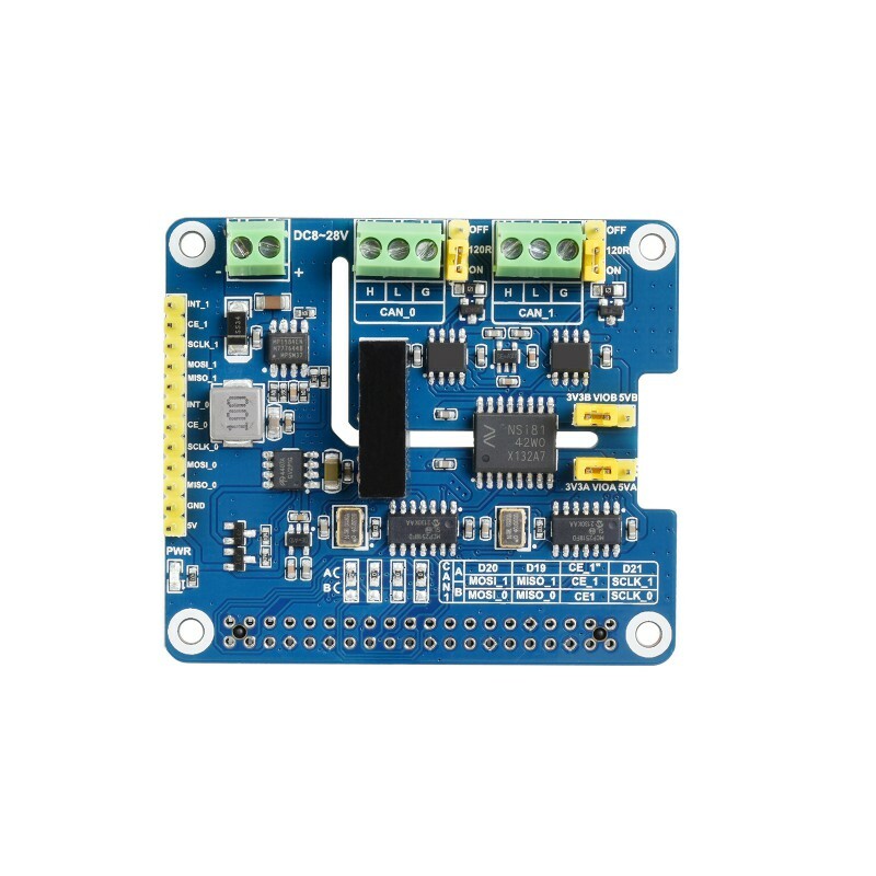 2-Channel Isolated CAN FD Expansion HAT for Raspberry Pi Multi Protections