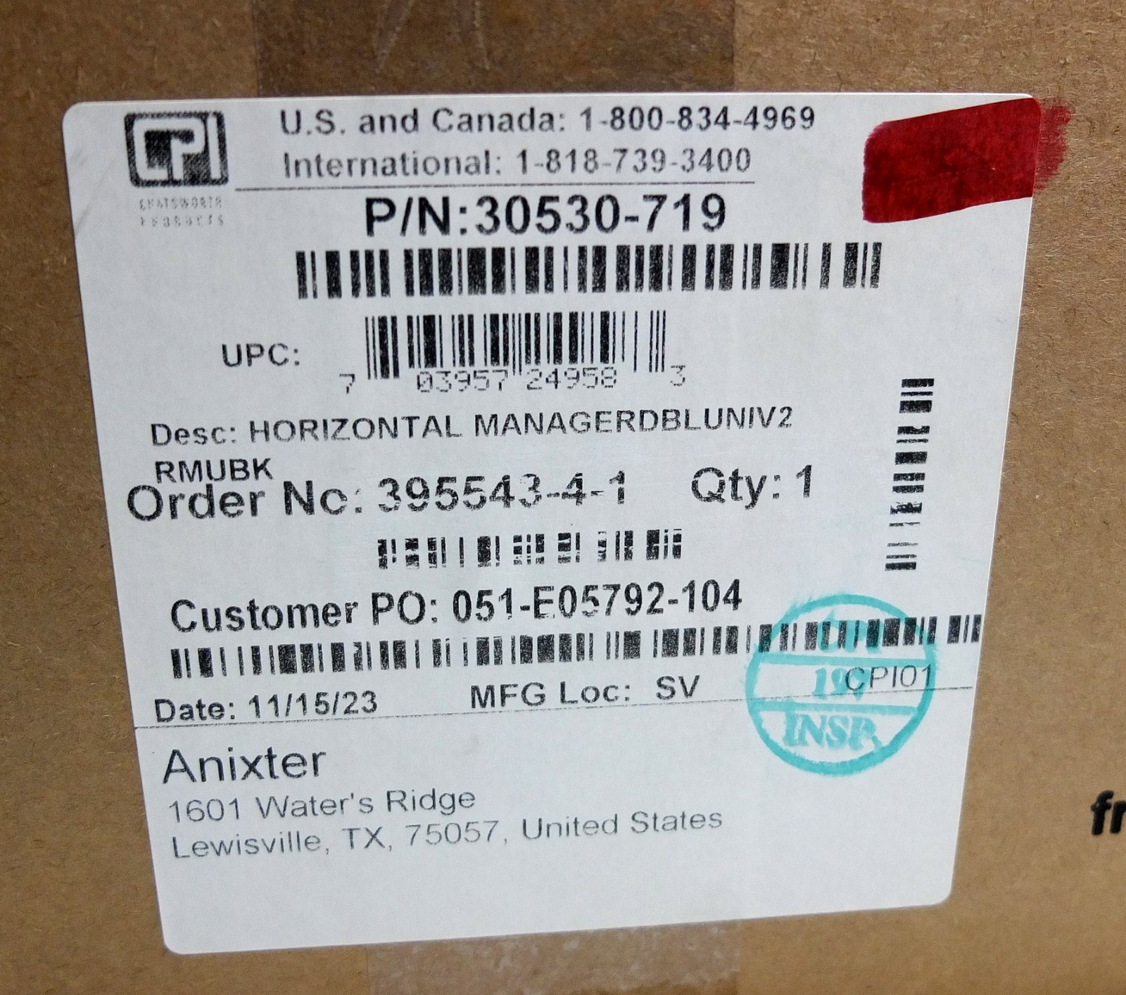 CPI Chatsworth 30530-719 Universal Horizontal Cable Manager (7 Available)