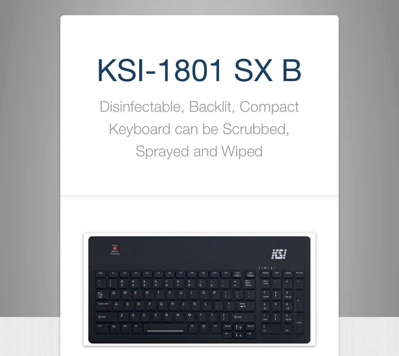 Keysource Int'L KSI-1801 SX B KSI Keyboards, San-A-Key Cleaning Technology, S...