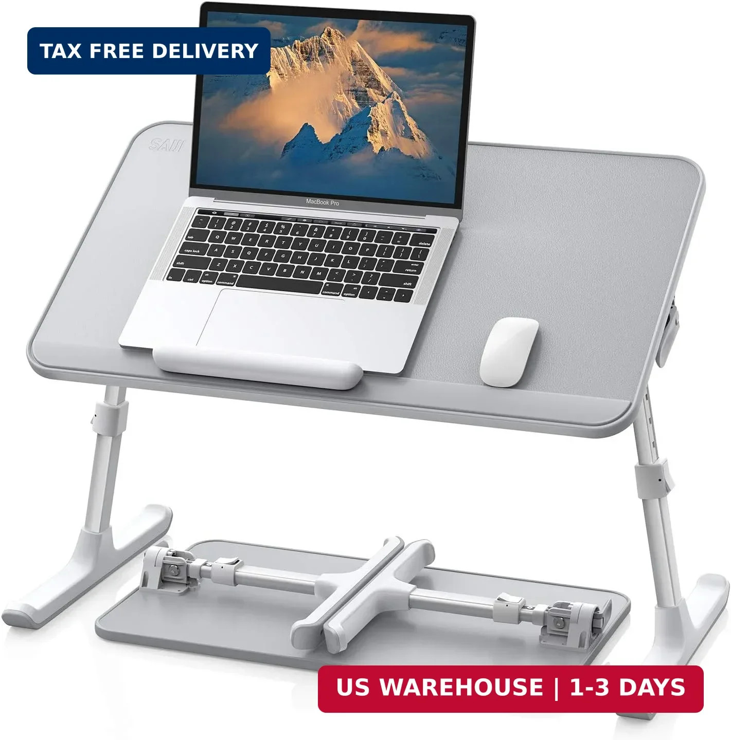 SAIJI Non-Slip Leather Lap Desk Laptop Bed Tray Table, Laptop Stand for Bed | Po