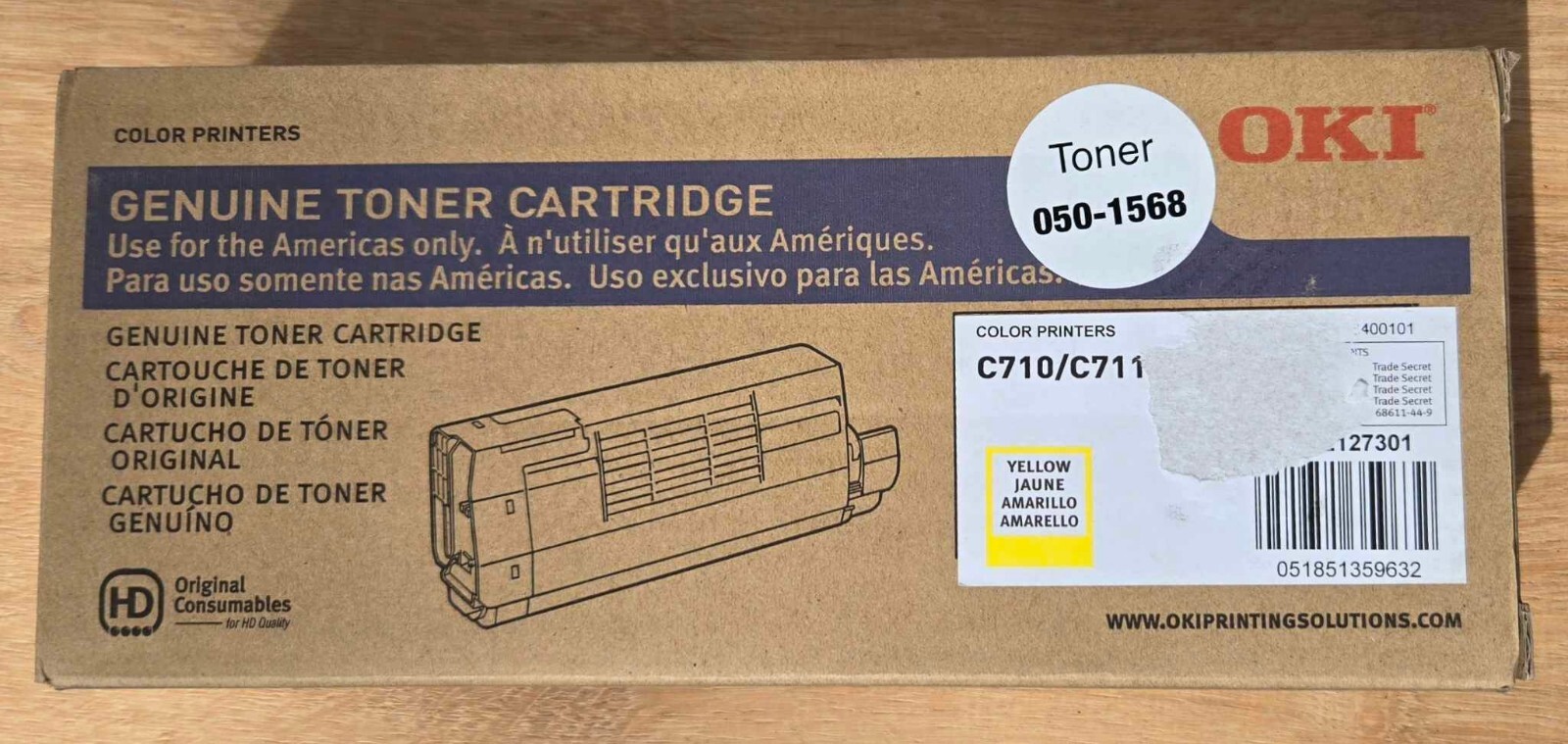 NOS OKI Okidata Pro 050-1568 Toner Cartridge Yellow Genuine OEM FREE US SHIPPING