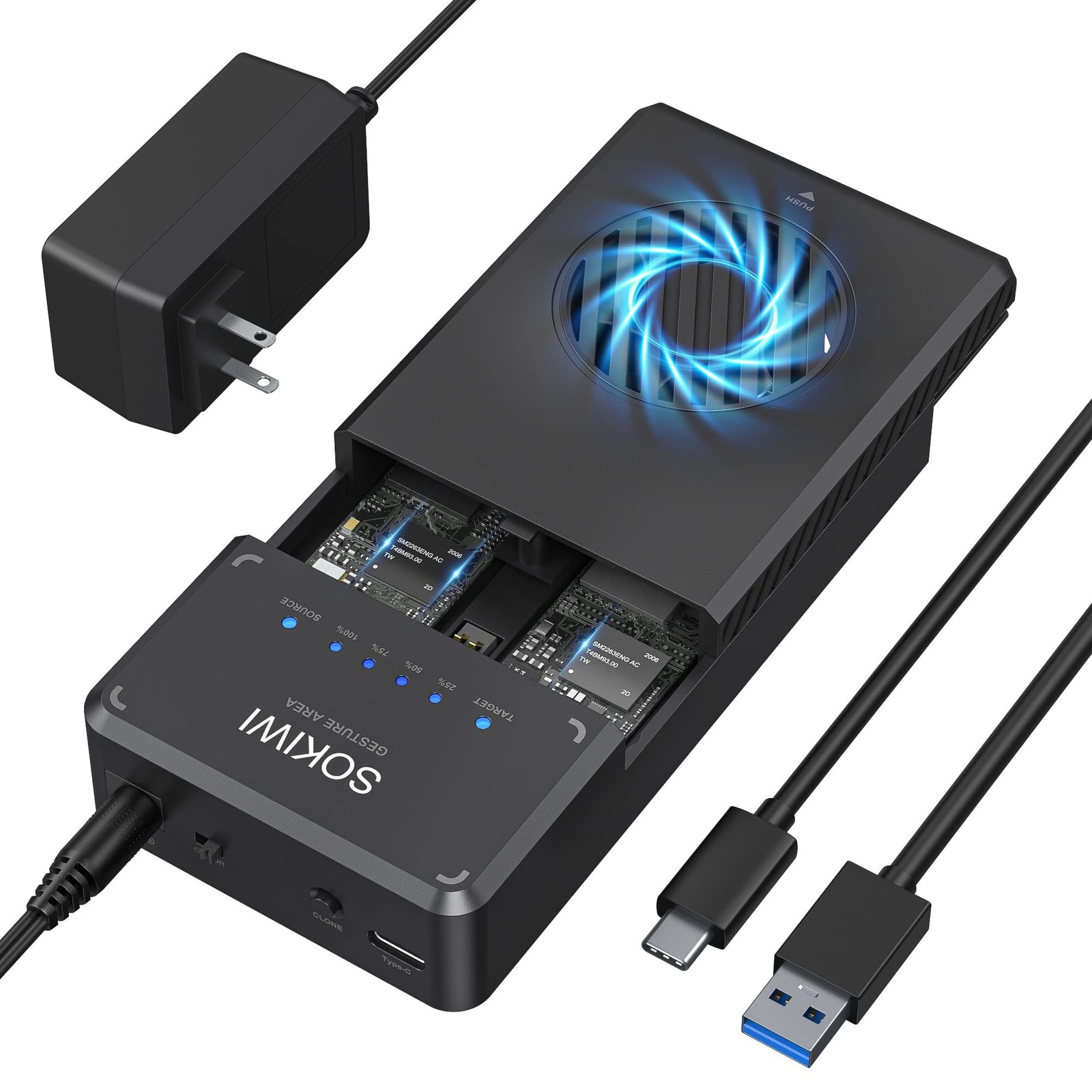 NVMe M.2 Duplicator Dual-Bay Offline Clone Tool-Free, Sokiwi 10Gbps NVMe Dock...