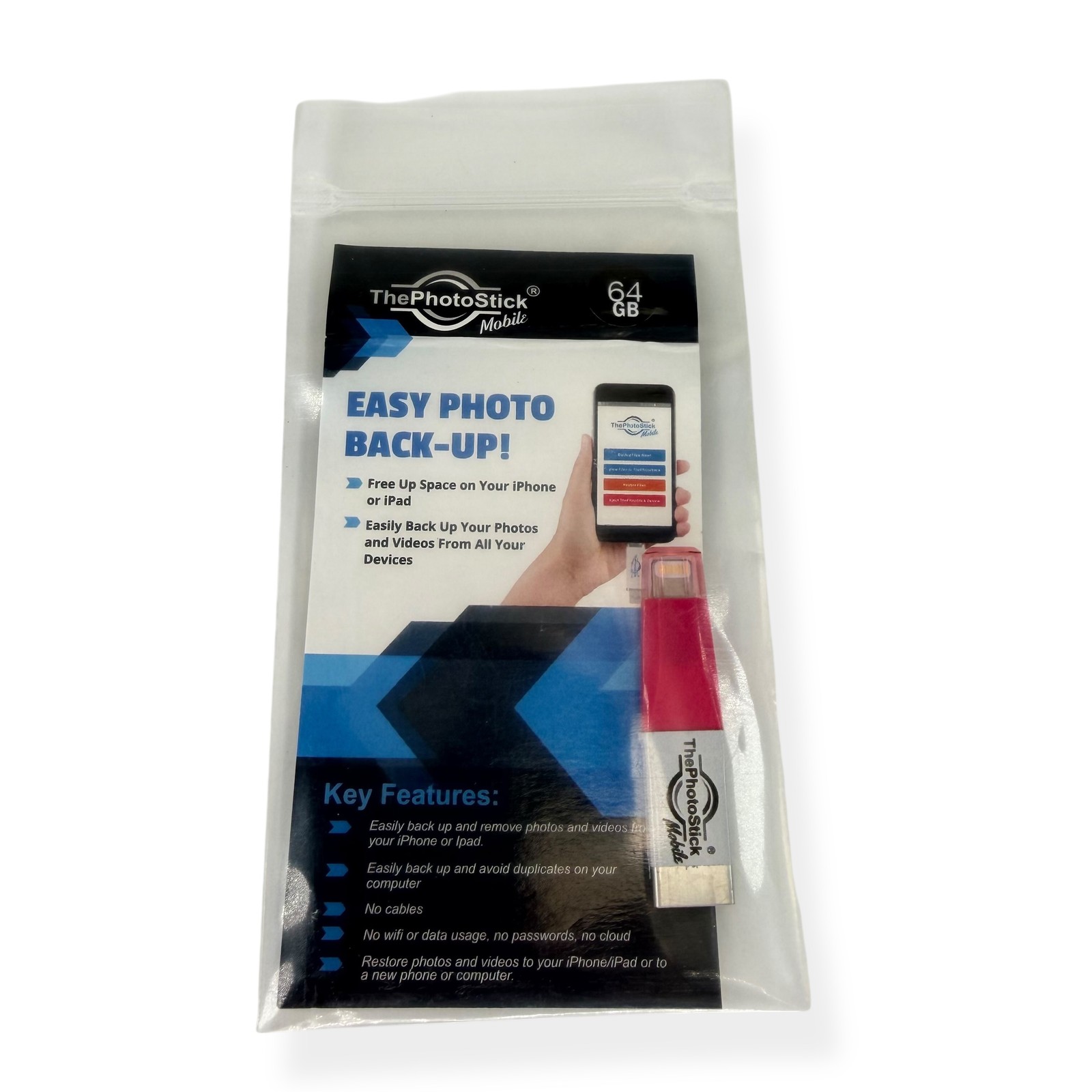 ThePhotoStick Mobile 64GB USB Flash Photo Backup Drive Pink IPhone IPad PC Mac