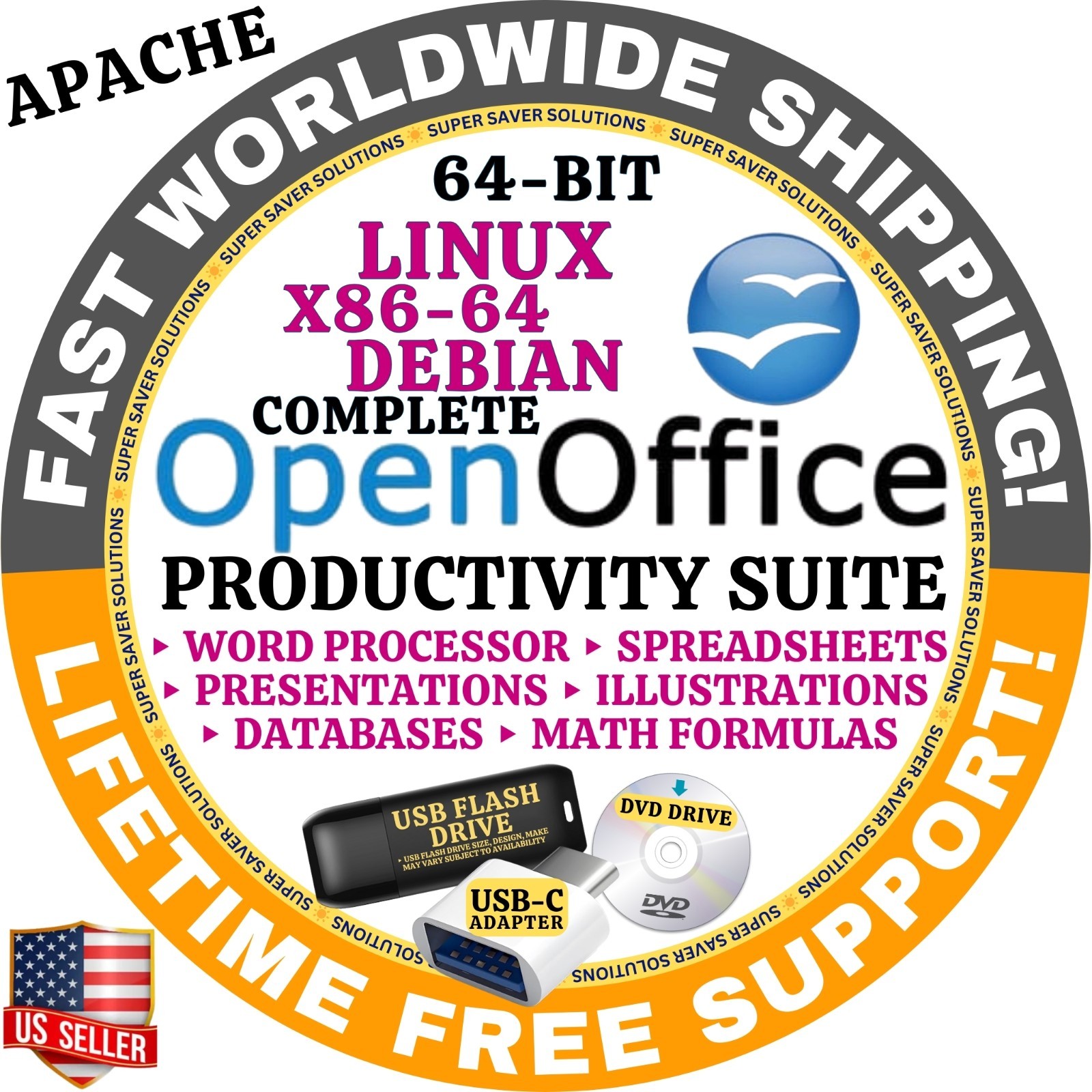 APACHE OPEN OFFICE LATEST BUILDS for WINDOWS / LINUX OS / MAC  | FAST SHIPPING