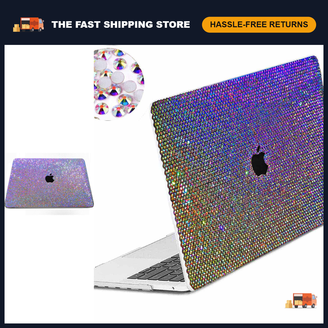 Rhinestone MacBook Case 13" 2026 - Hand Glued Diamond, Glitter Sparkle, Luxury A
