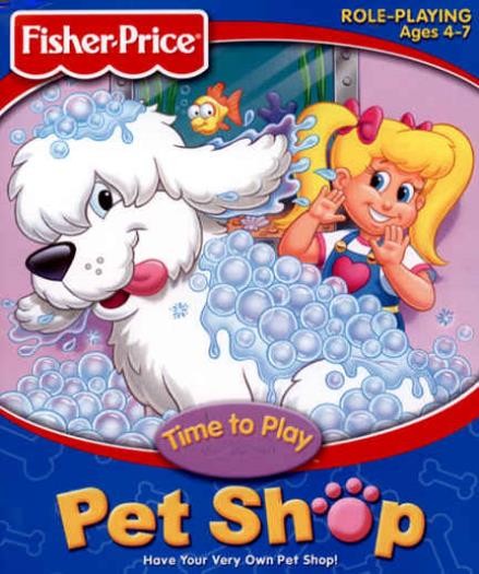 Fisher-Price Time to Play Pet Shop PC CD learn animal feed clearn care vet game