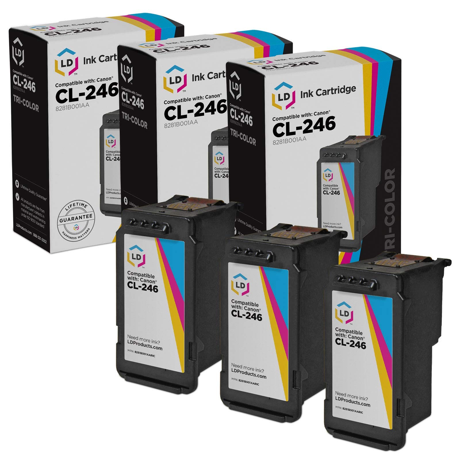 LD Replacement Canon CL-246 / 8281B001AA 3PK Color Ink Cartridges