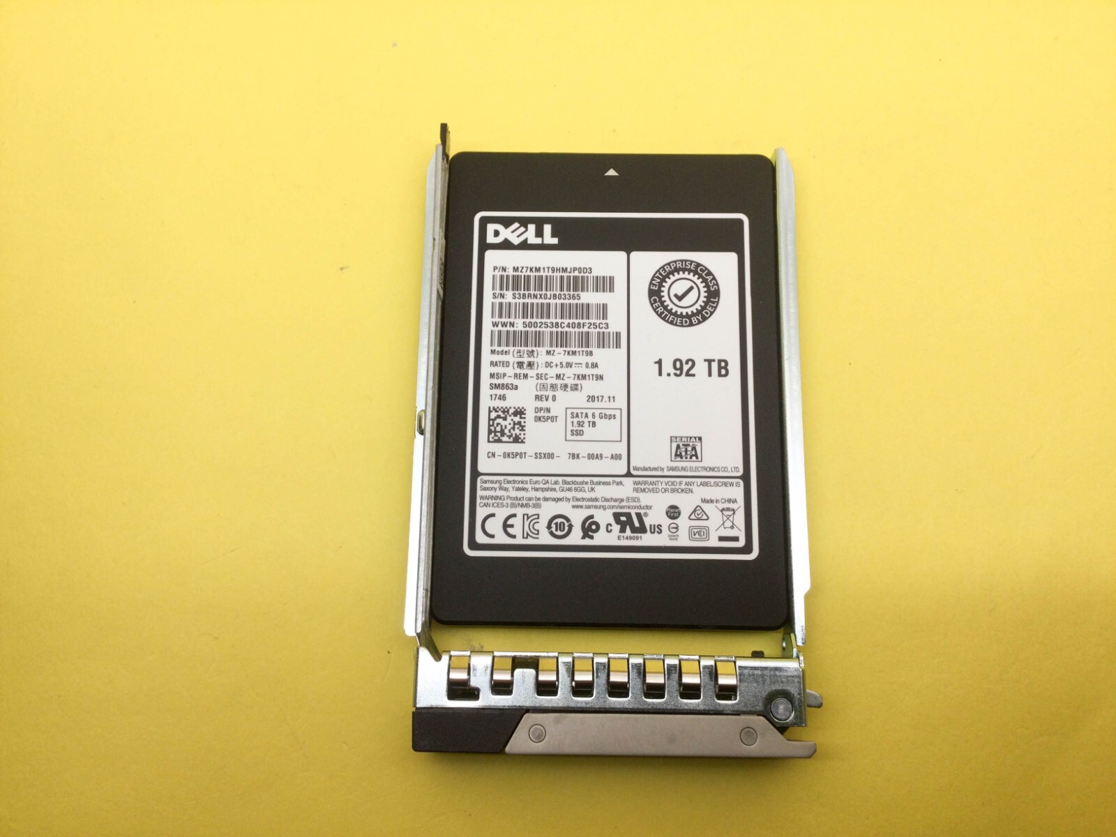 K5P0T DELL 1.92TB SATA 6Gb/s MIXED USE 2.5" SSD 0K5P0T MZ-7KM1T9B w/Gen 14th