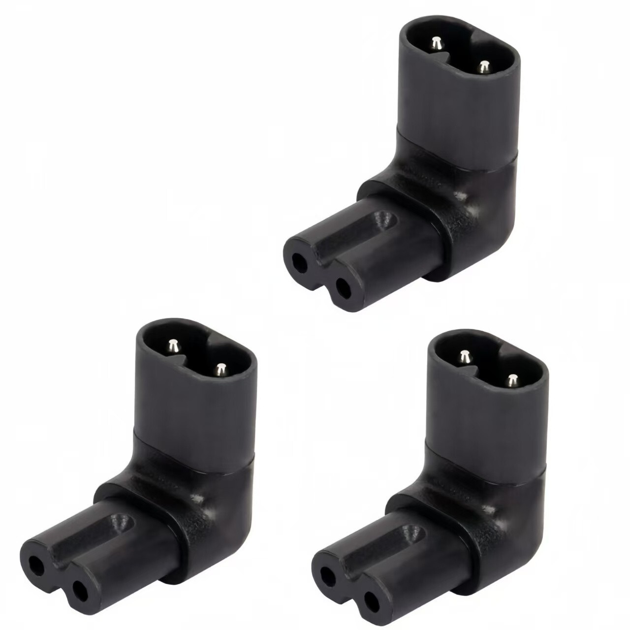 (3Pack)IEC320 C7 to C8 90 Degree Up Down Angled Right Angle AC Adapter Extension