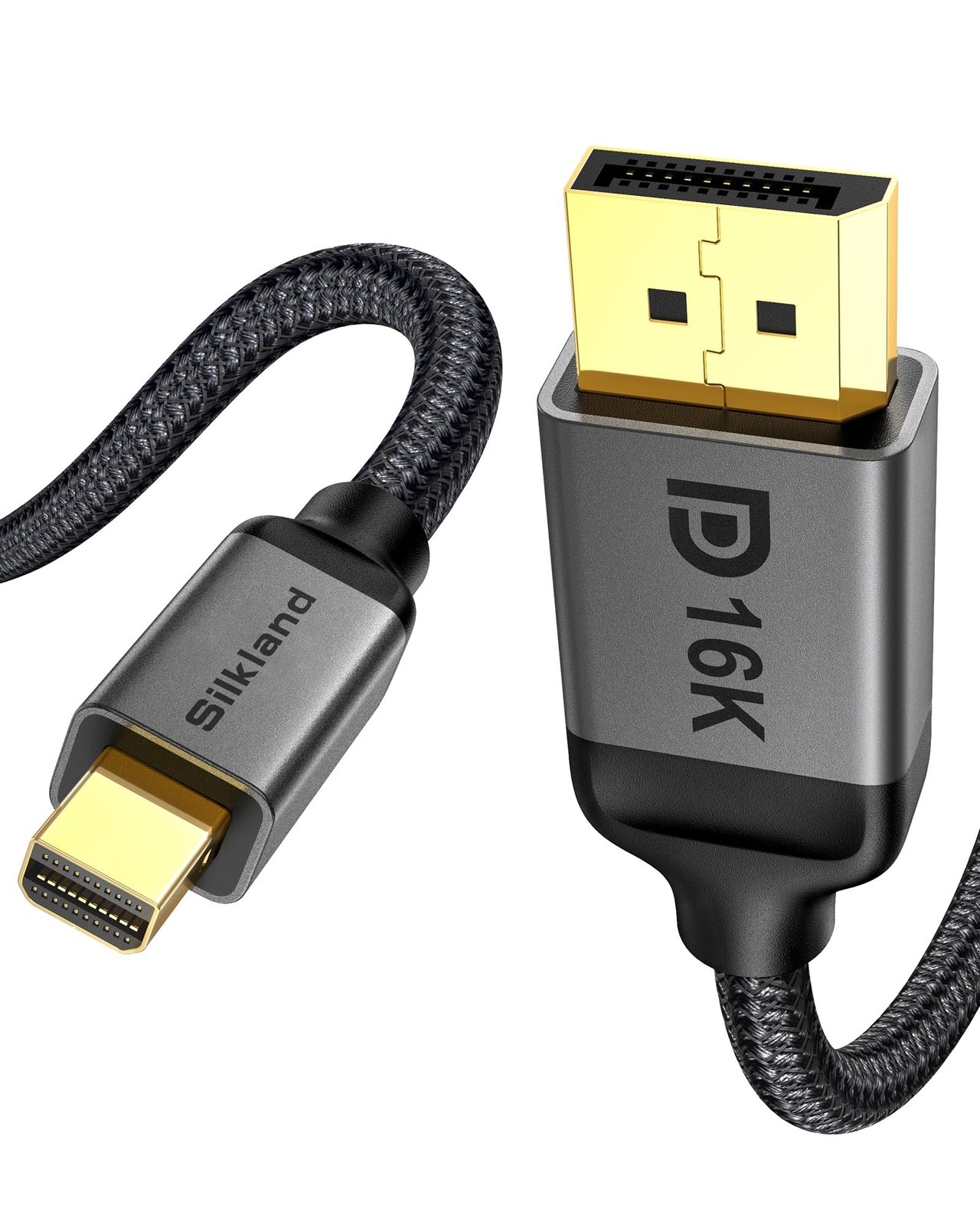Silkland 16K Mini DisplayPort to DisplayPort 2.1 Cable, [16K@60Hz, 8K@120Hz, ...